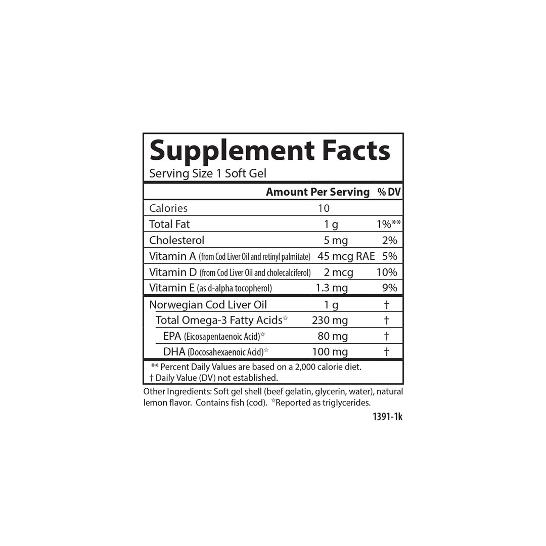 Cod Liver Oil, Low Vitamin A