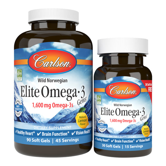 A single serving of Elite Omega-3 Gems provide 1,600 mg of omega-3s, including the important omega-3s EPA and DHA, which promote heart, brain, vision, and joint health. sku_1714