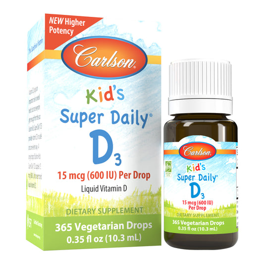Kid's Super Daily D3 provides vitamin D3 in one convenient flavor-free drop to support healthy growth and development. vitamin d for kids. 